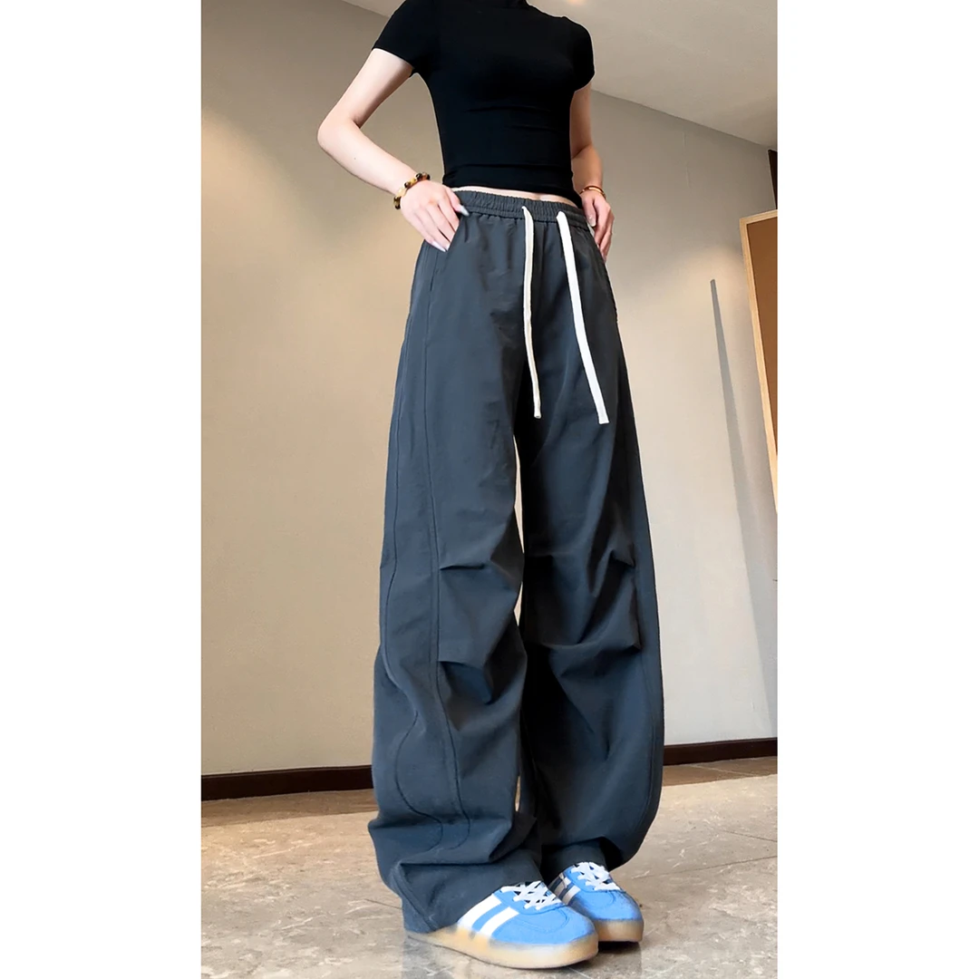 夏季宽松轻薄透气速干肌理显瘦美式弯刀裤伞兵裤休闲裤长裤薄款