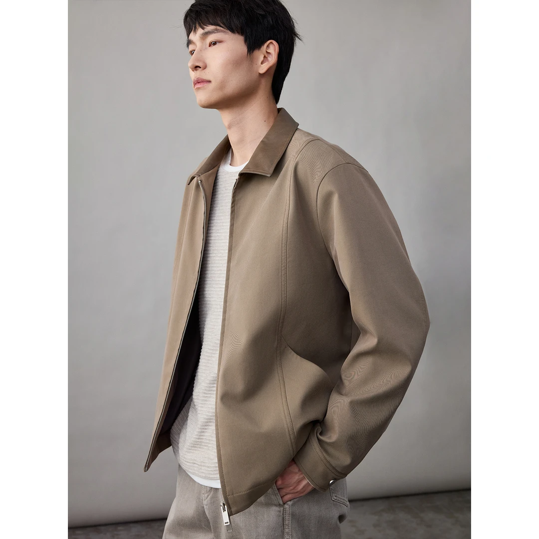 THESSNCE短款天丝质感解构潮流复古撞色领老钱风秋冬夹克外套男秋