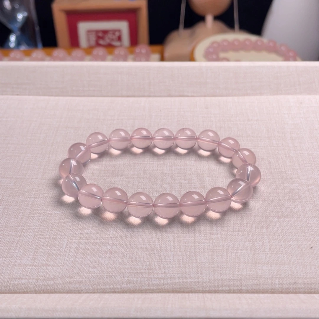 手链芙蓉石未镶嵌粉水晶卡9+手串