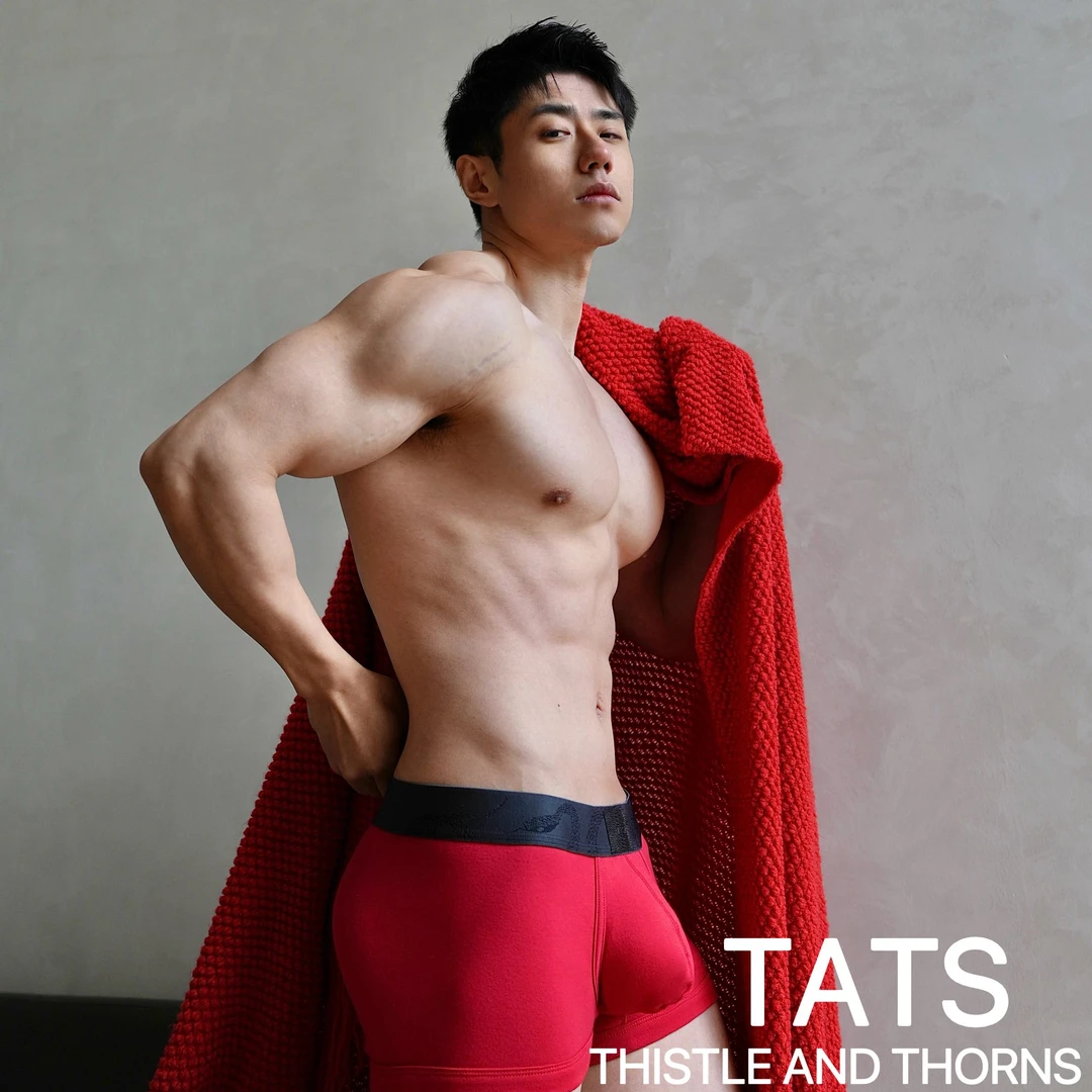 TATS（荆棘制造）男士运动透气蛇纹腰带高弹性感低腰平角内裤