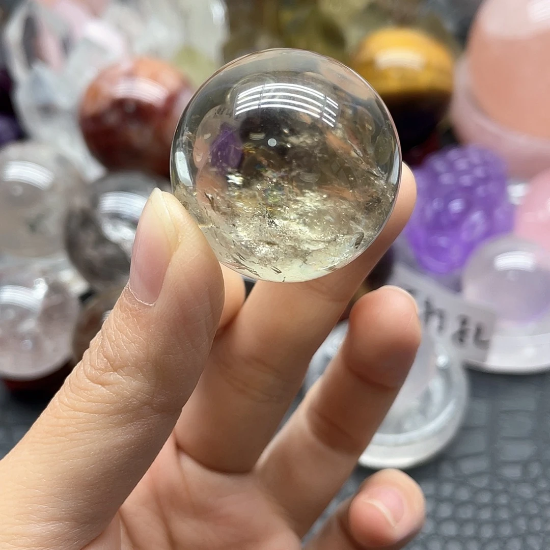 水晶未镶嵌珠宝半成品79黄水晶球微瑕卡3.3mm