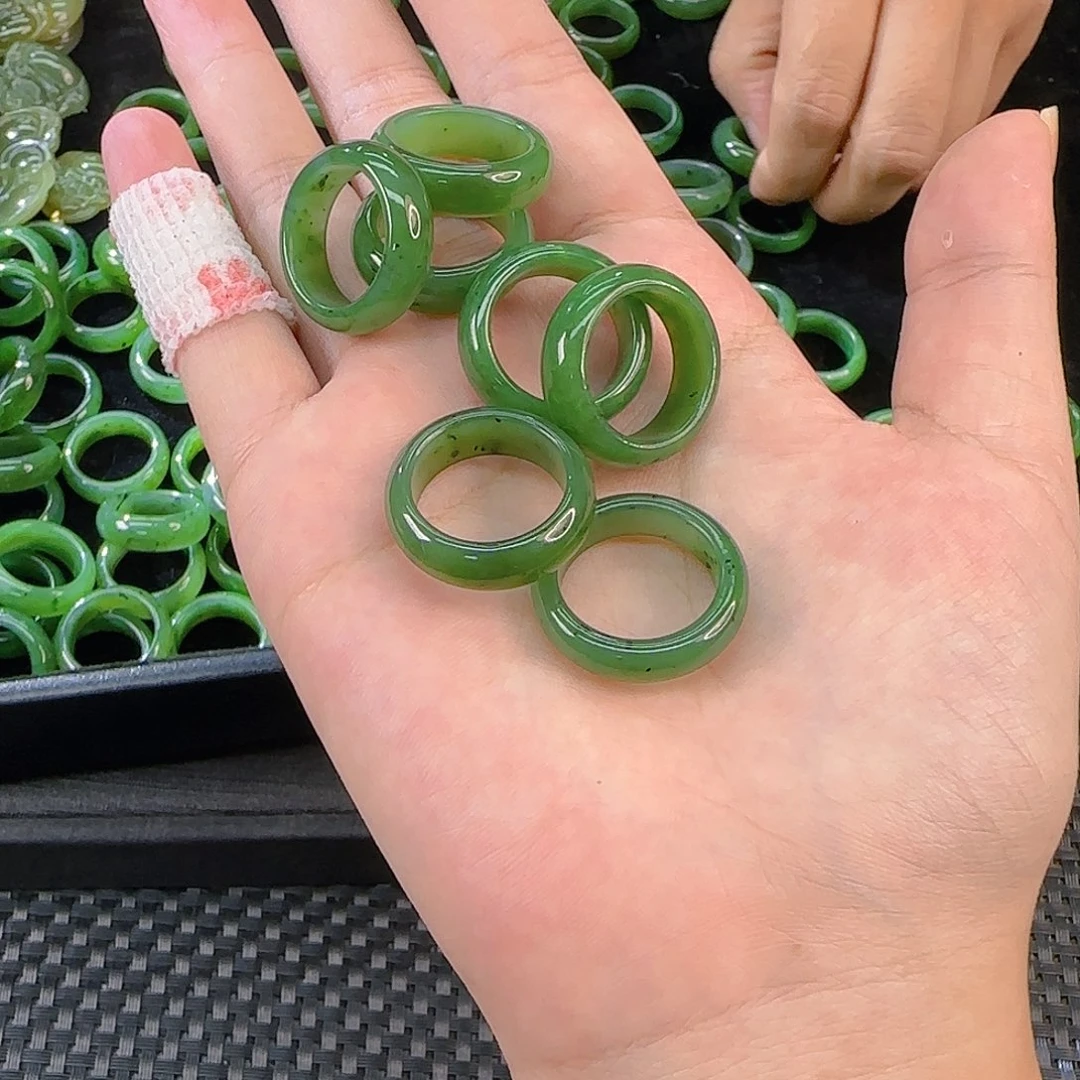 和田玉未镶嵌颈饰碧玉戒圈卡17