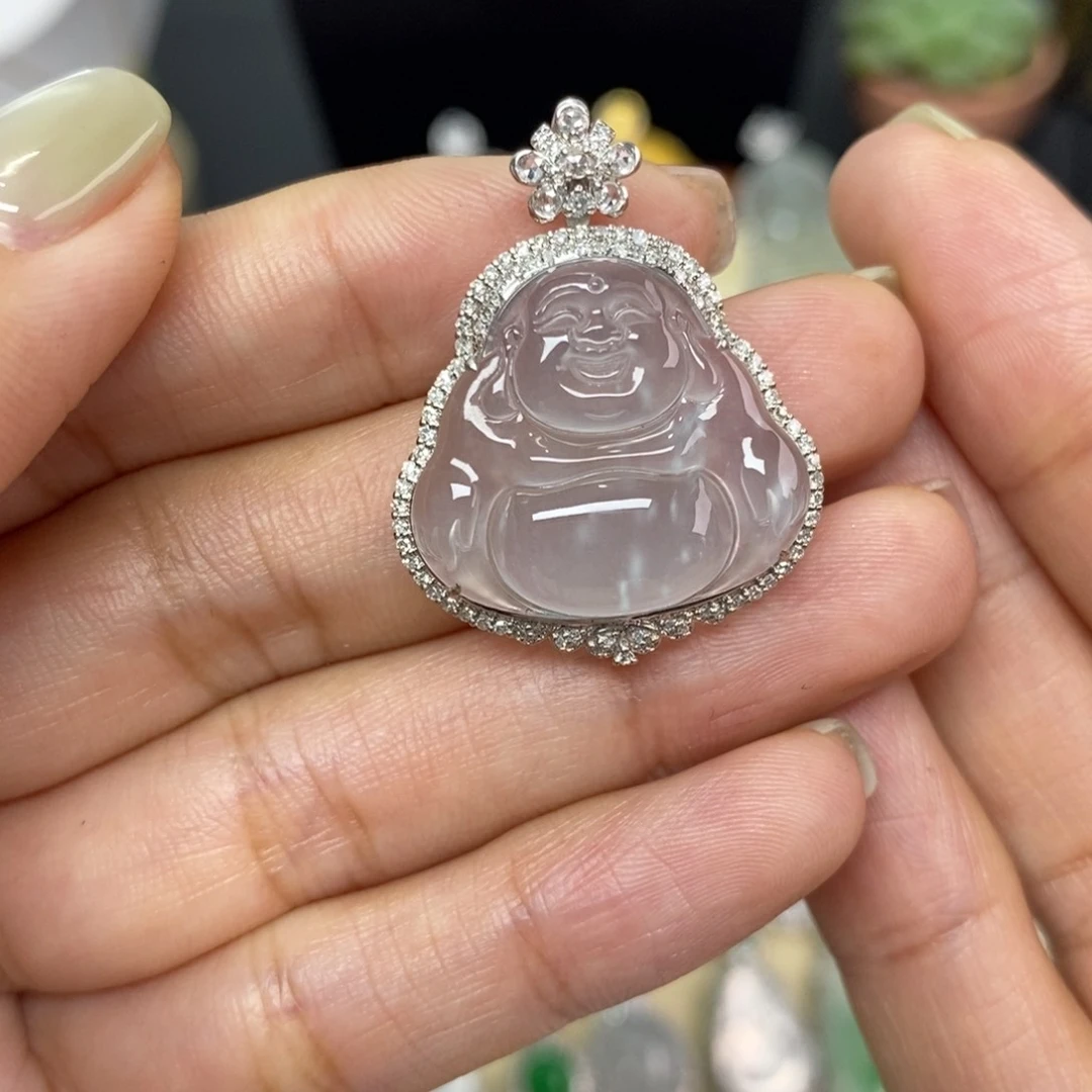 翡翠颈饰18K金镶嵌A货翡翠