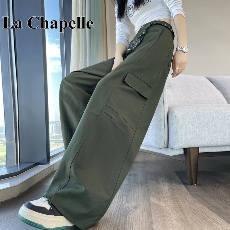 拉夏贝尔高腰弯刀裤工装风阔腿裤女秋冬2025新款裤子休闲裤女裤潮
