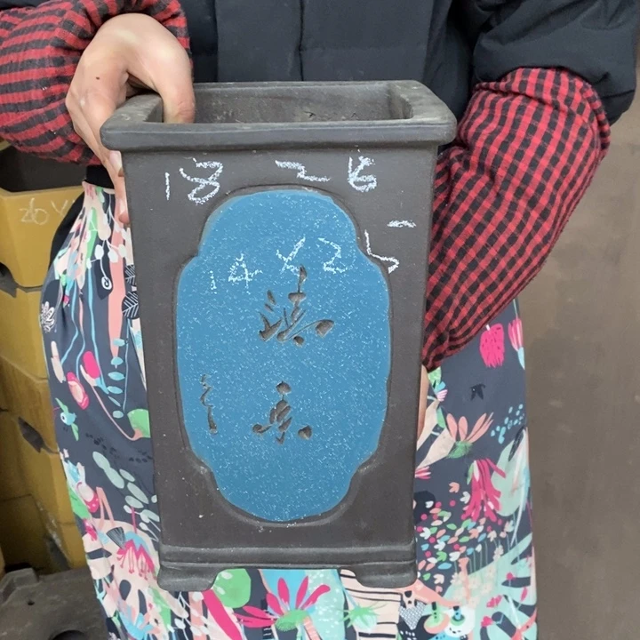 紫砂花盆只顾看手机的