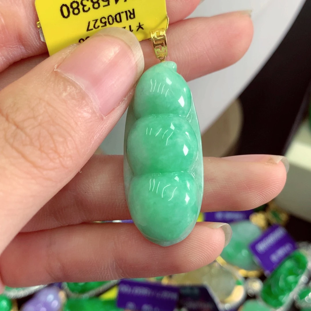 吊坠(不含链)18K金镶嵌翡翠