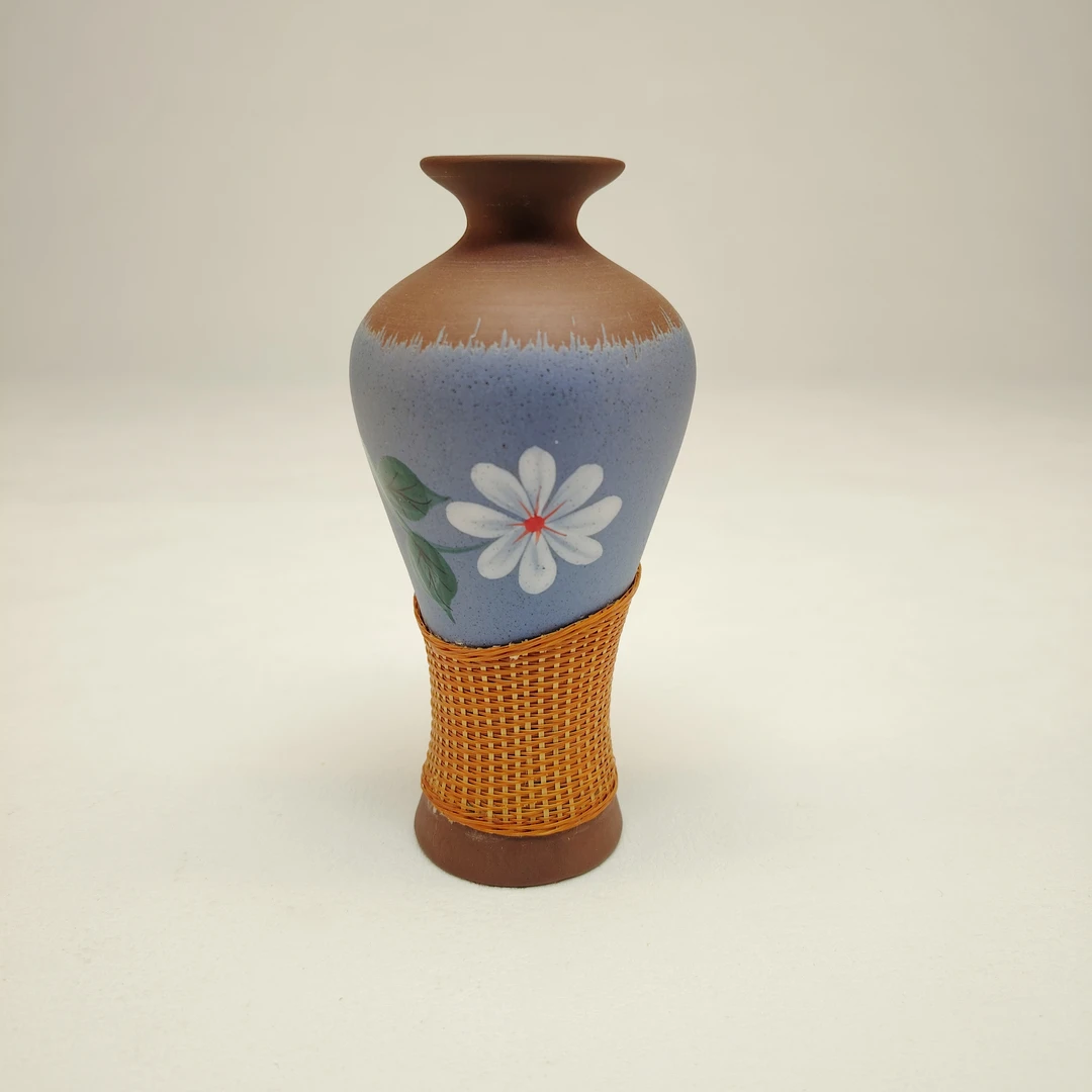 竹丝手工编织花瓶柴烧花器摆件高端定制独特礼品商务礼品非遗手工