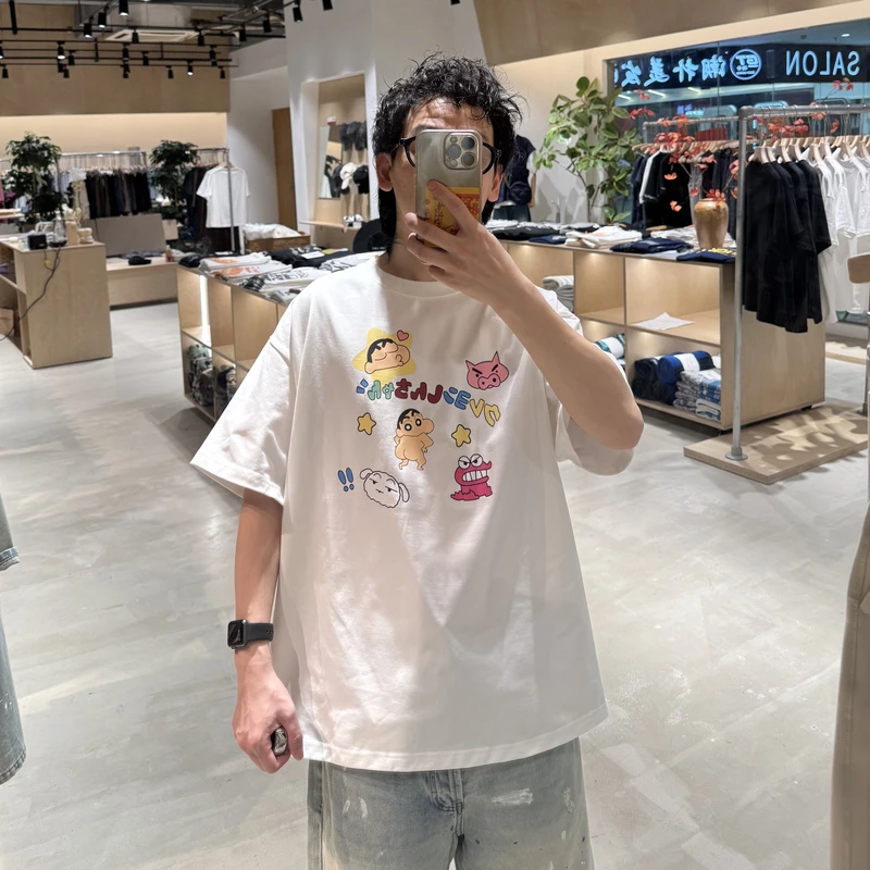 宽松型印花常规款短袖圆领T恤港风国潮百搭休闲韩版 LF25151