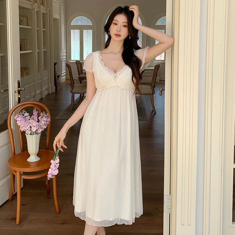 查理夫人【芫玉】法式气质睡裙家居服蕾丝显瘦时尚夏季新款LBN
