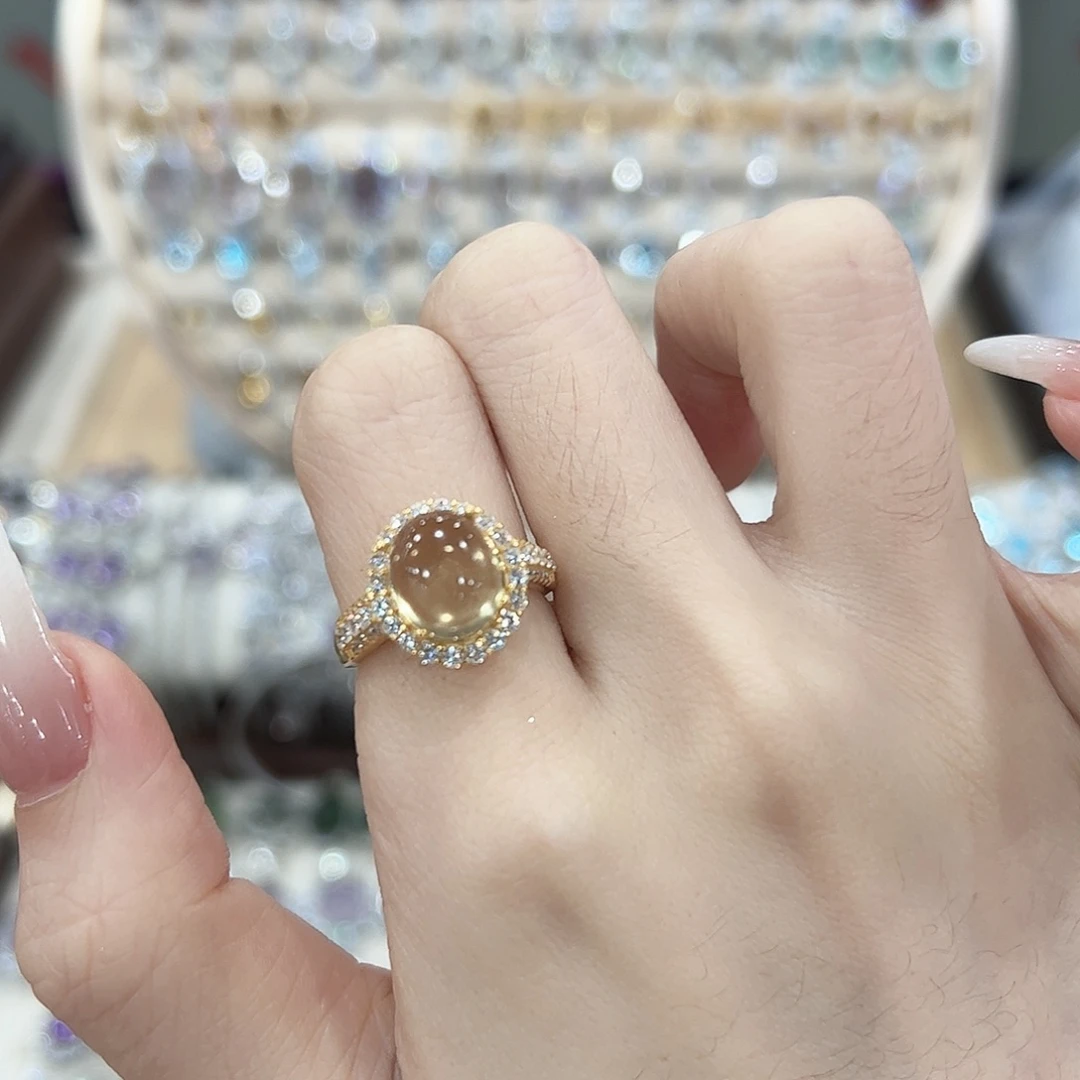 戒指银S925镶嵌黄晶
