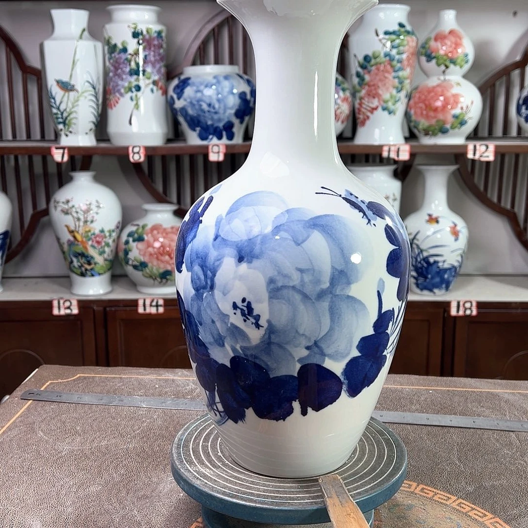 摆件景德镇陶瓷棒青牡