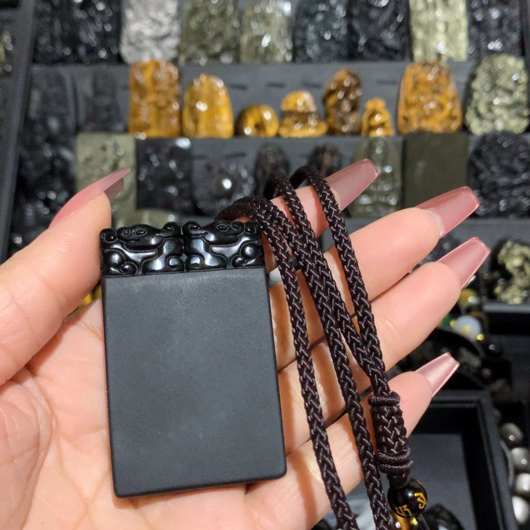 黑曜岩吊坠(赠链)未镶嵌松