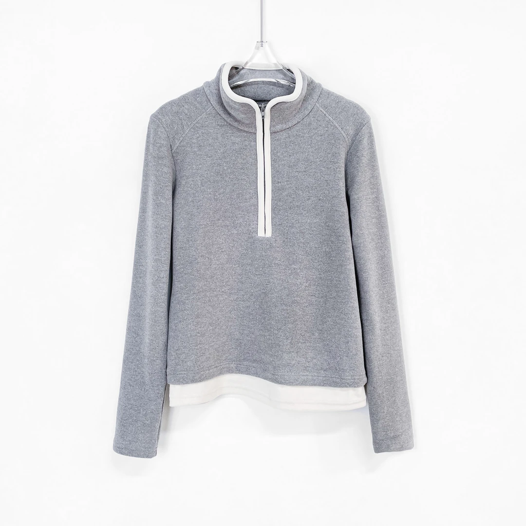 Q 半拉链立领拼色保暖德绒长袖T恤 XIAOP-Z1220