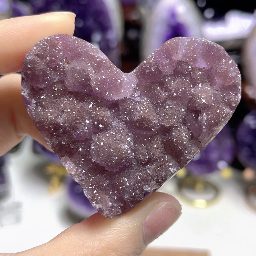 未镶嵌紫晶摆件牙软爱心