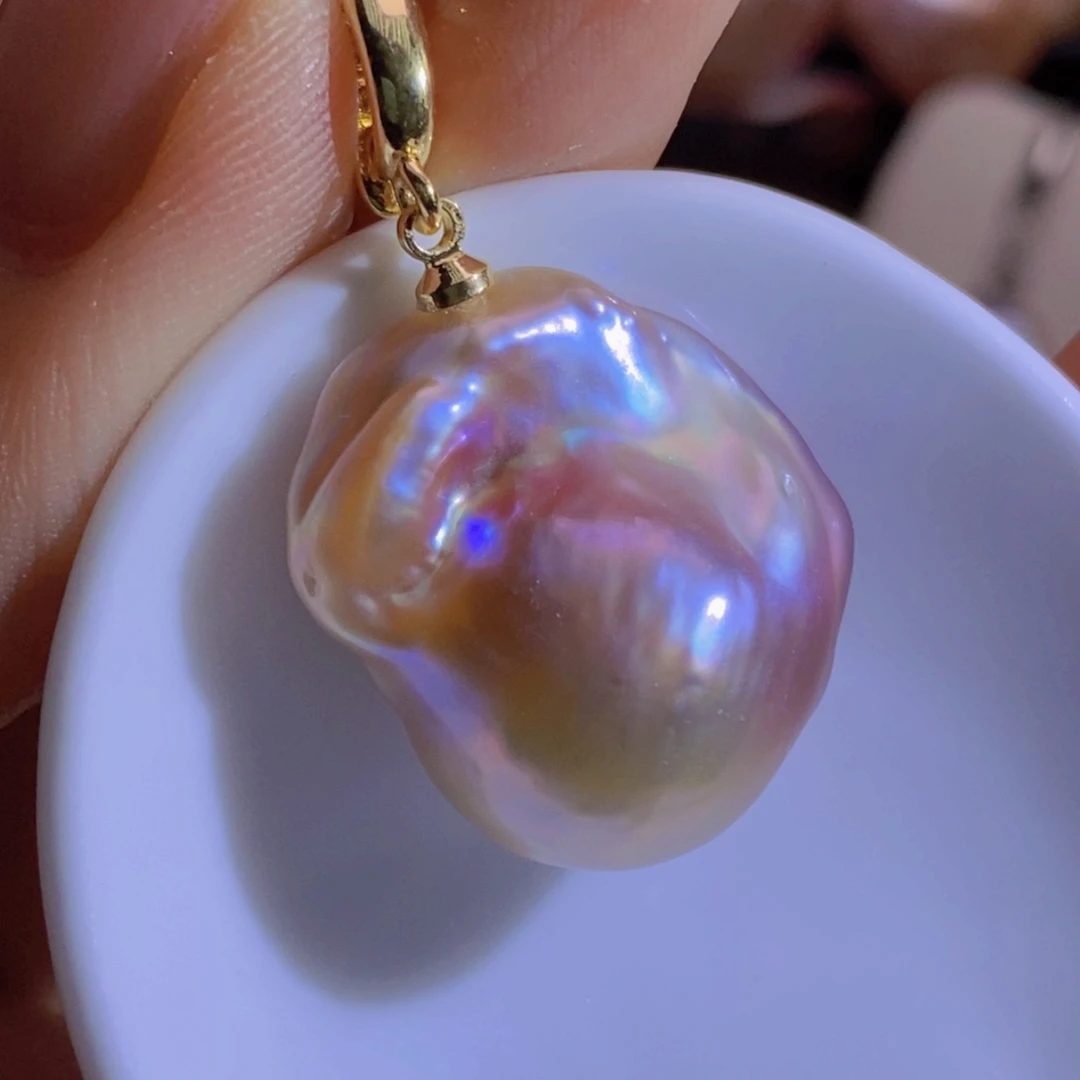 银S925镶嵌淡水珍珠天然淡水珍珠无染色无优化