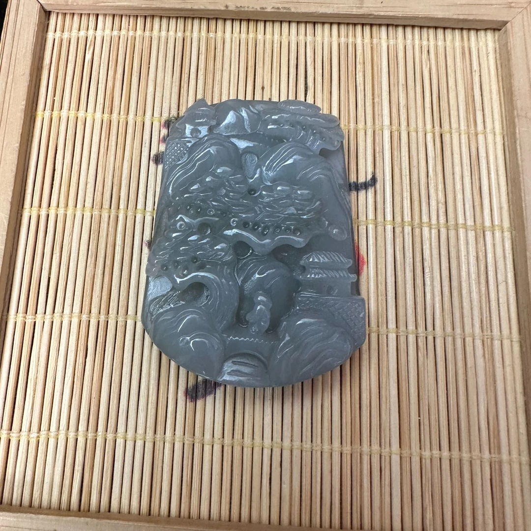 和田玉山水牌吊坠0184