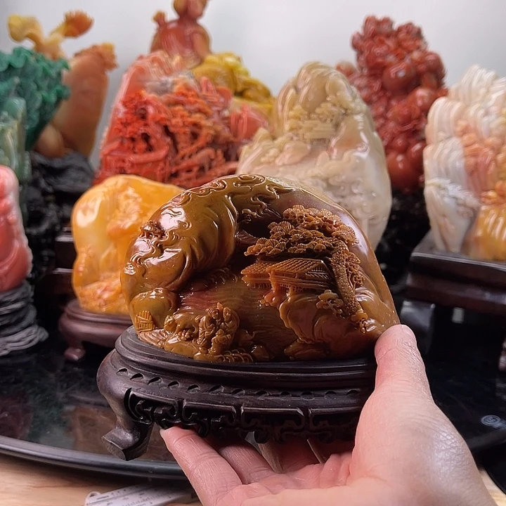 田黄石香山雅聚摆件