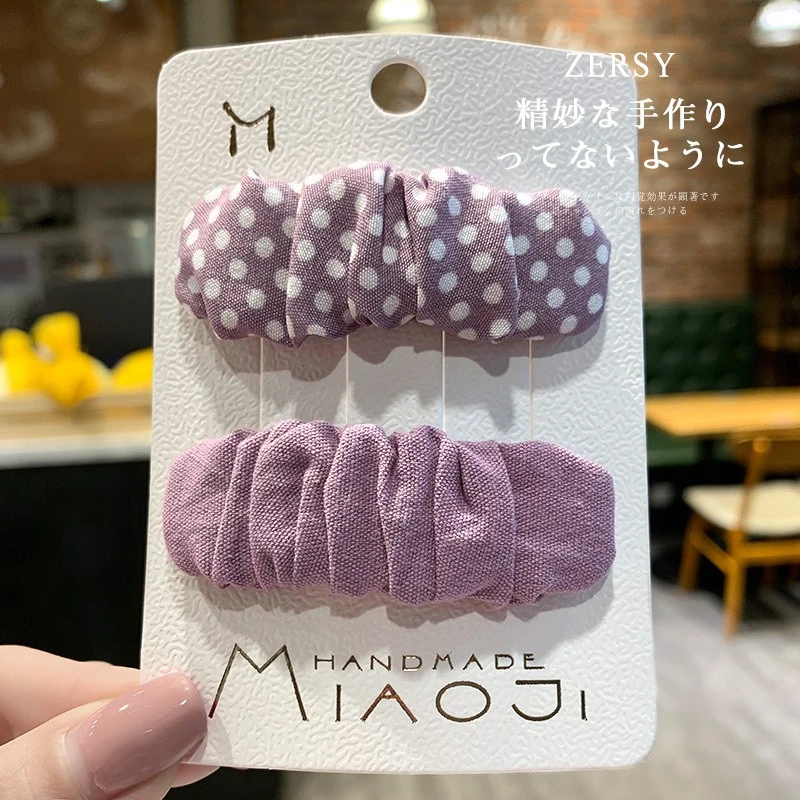 发夹边夹 2支装少女可爱韩国森系波点日系褶皱BB夹侧边夹刘海发卡