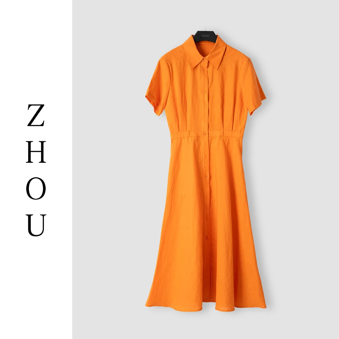 （周哥甄选）橙色连衣裙-21908