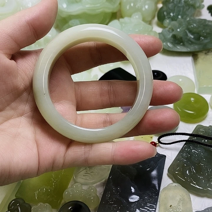 岫玉未镶嵌项圈纯天然岫玉手镯54号