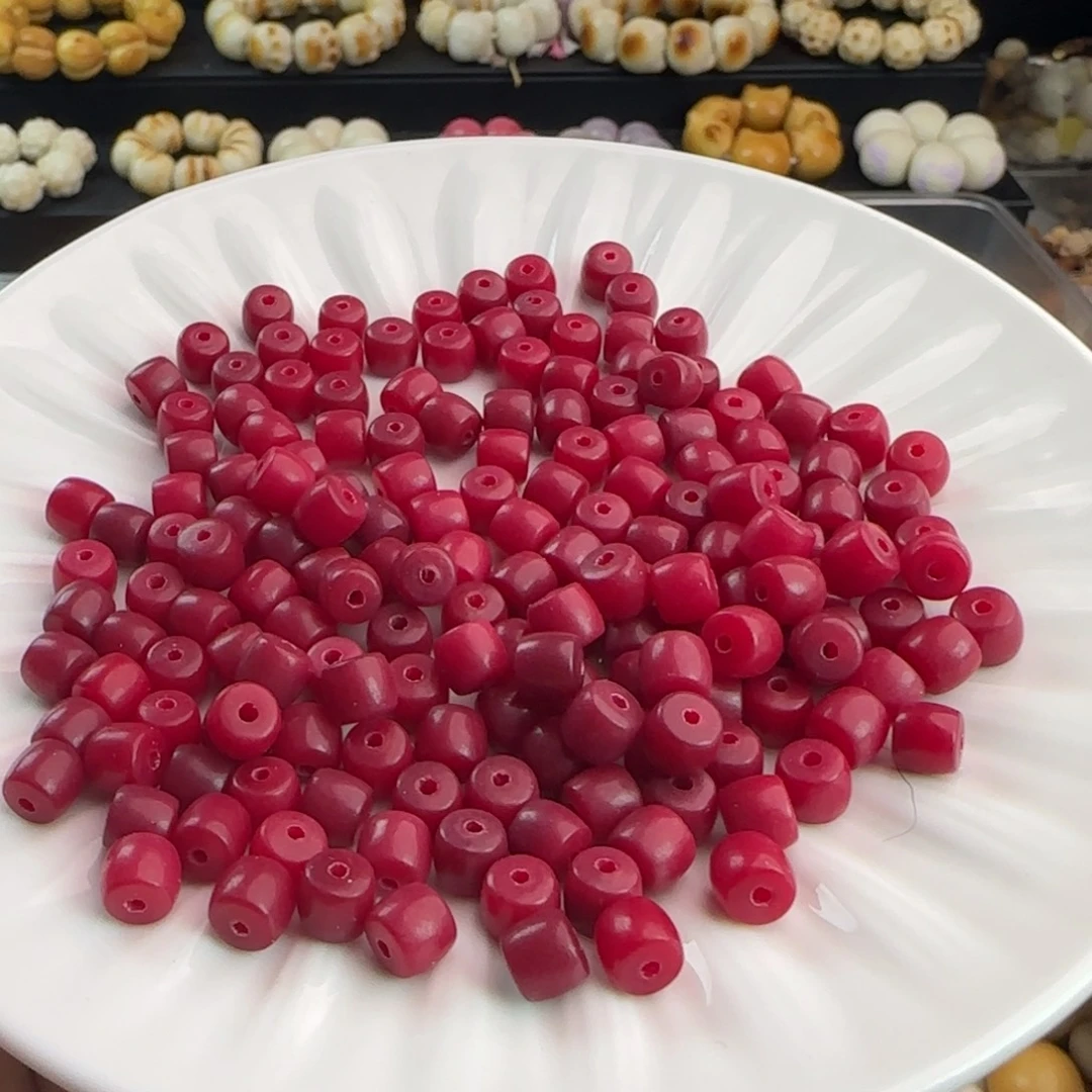 菩提根/象牙果手串卡6红色直切100颗卡牌➕50备珠