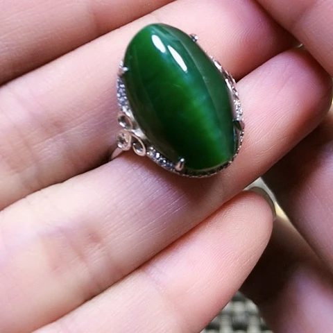 和田玉银S925镶嵌戒指