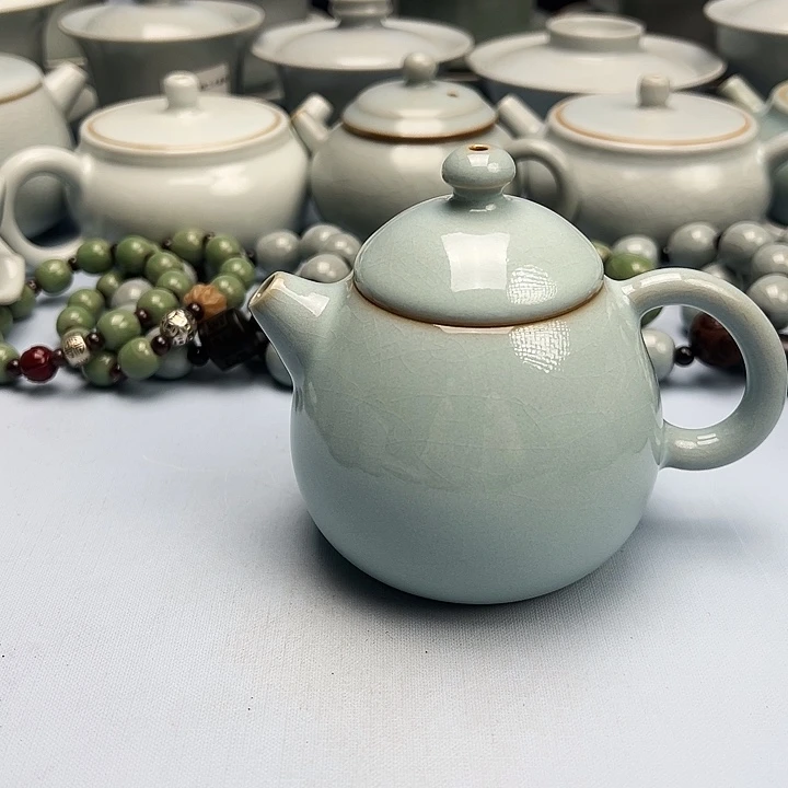 杯天青釉龙蛋壶原矿原釉原产地