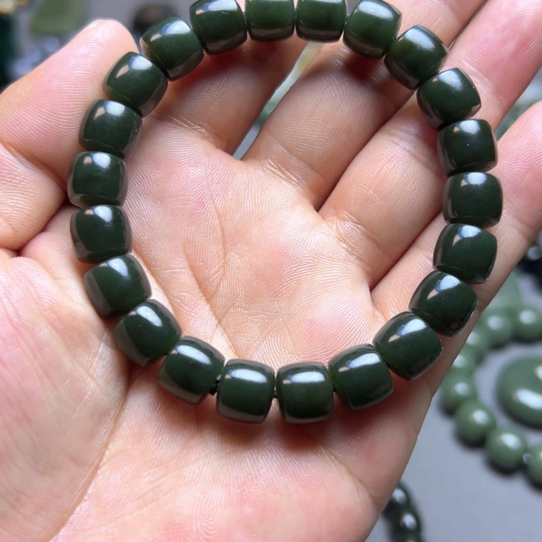 和田玉未镶嵌手链花土沟卡10