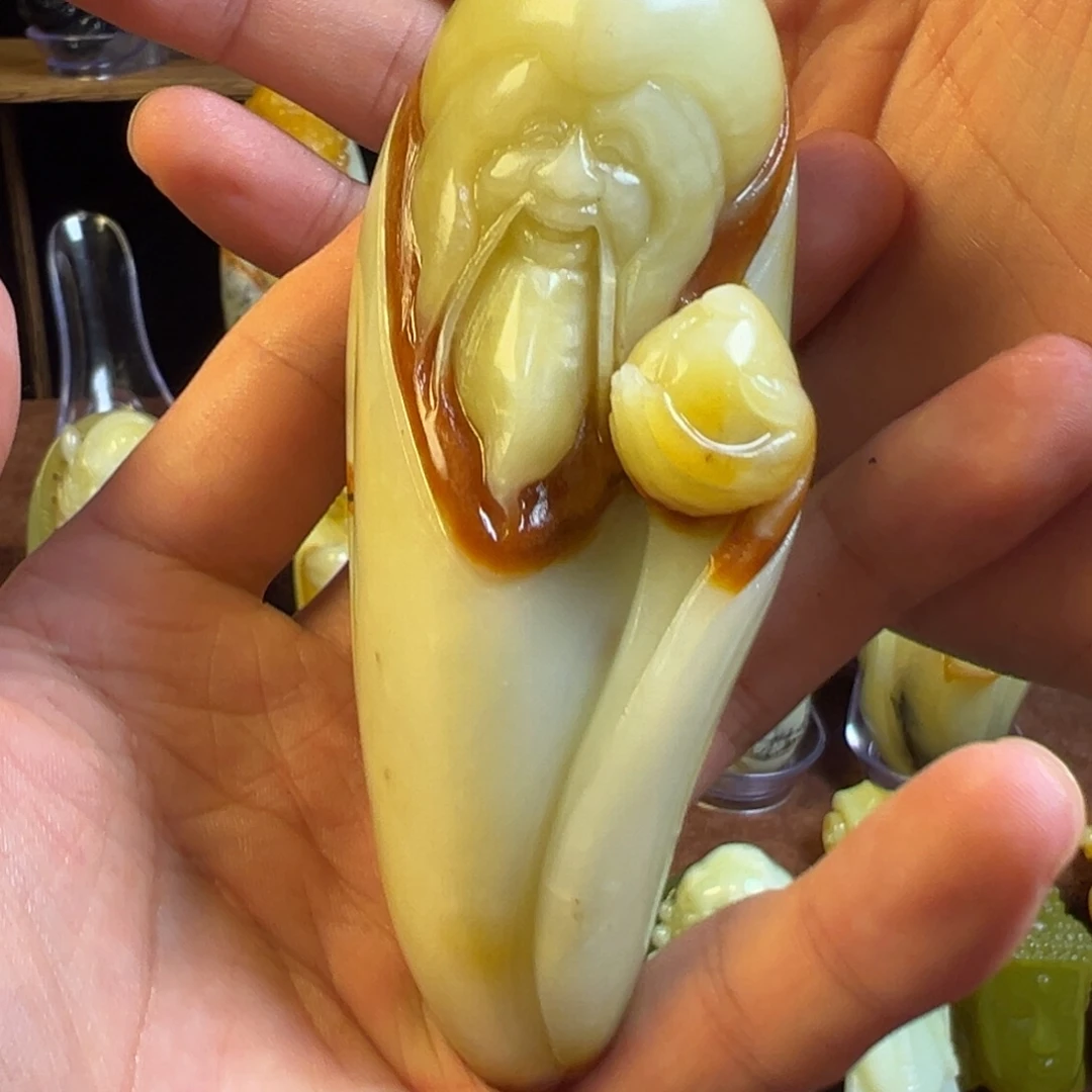 溜***溜未镶嵌岫玉手把件天然岫玉