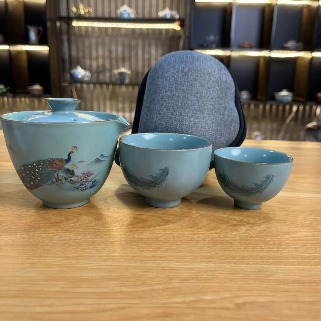 国风中式便携式旅行茶具套装快客杯茶杯收纳包户外桌面0414