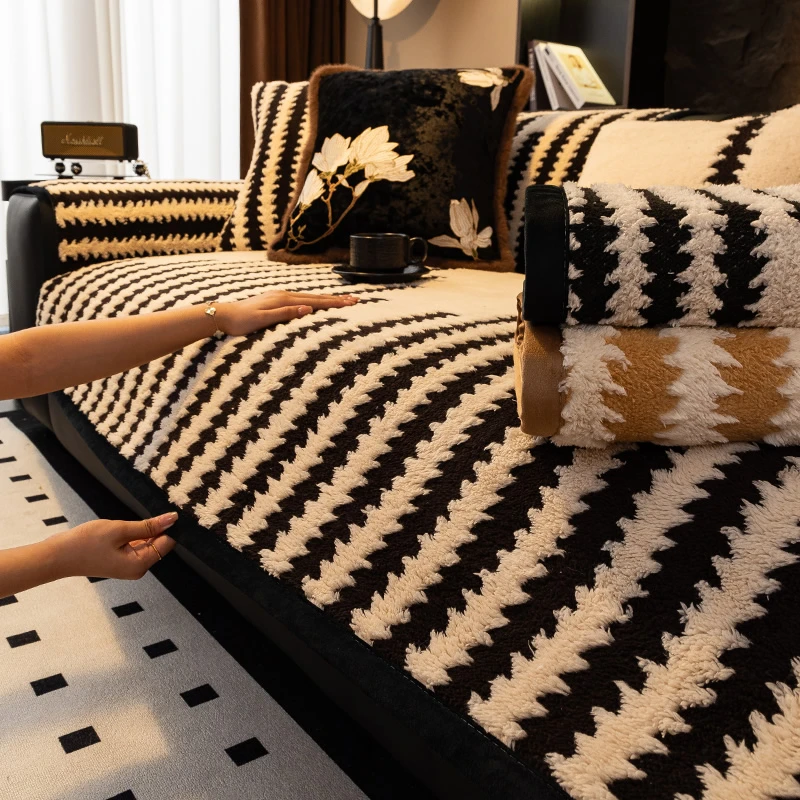 贝栖冬季舒棉绒加厚沙发垫2024新款秋冬简约坐垫固定防滑沙发套罩