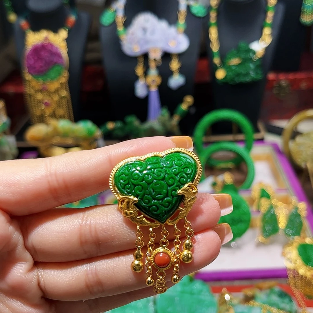 【闪购商品】翡翠戒指银S925镀金镶嵌翡翠