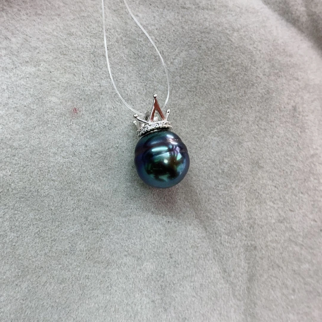 吊坠(不含链)银S925镶嵌海水珍珠9-10