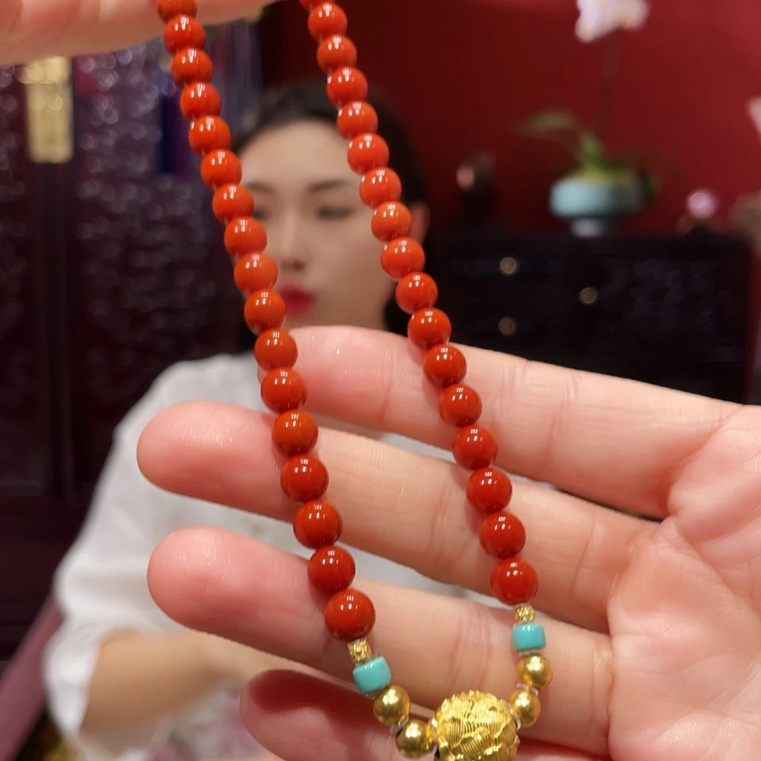 南红玛瑙18K金镶嵌手链