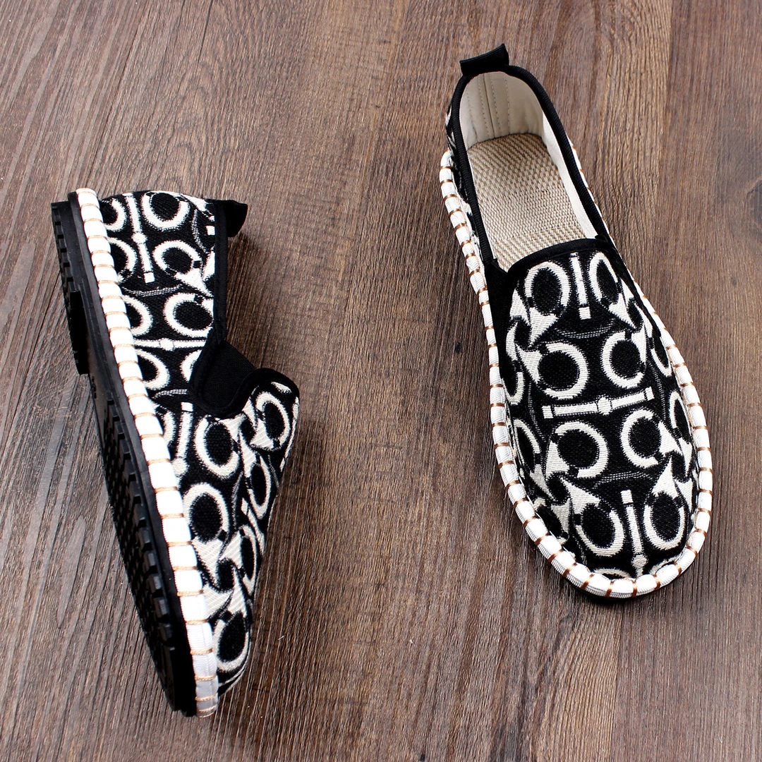 夏季新款老北京布鞋男士软底不累脚透气一脚蹬耐磨工地轻便休闲鞋