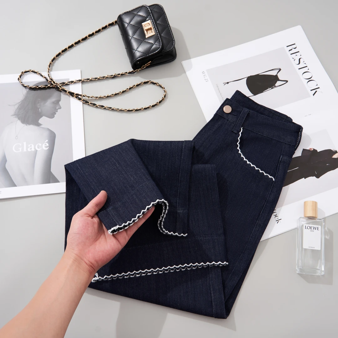 【现货+运费险】E莱赛尔天丝夏季薄款高腰显瘦大码韩版直筒牛仔裤女