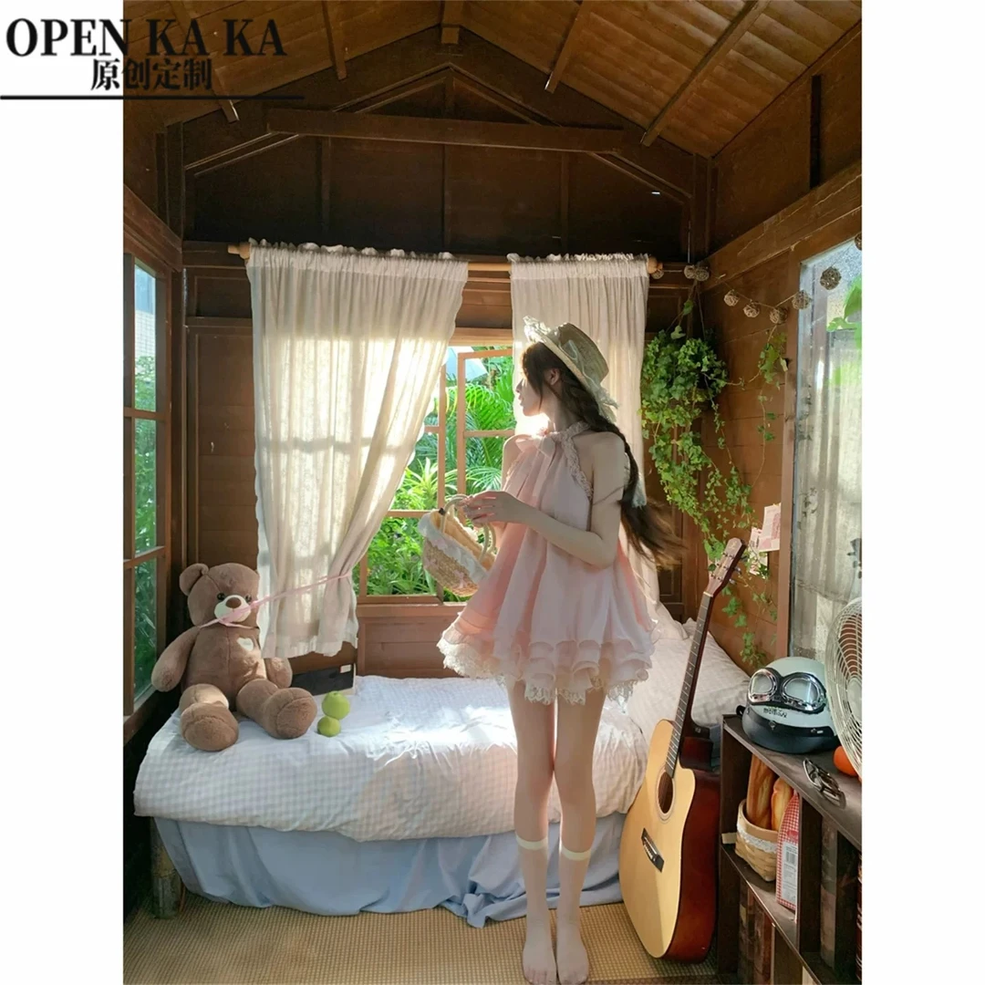 瑞茜·威瑟斯幕间玫瑰 夏季公主千金风纯欲小众原创连衣裙