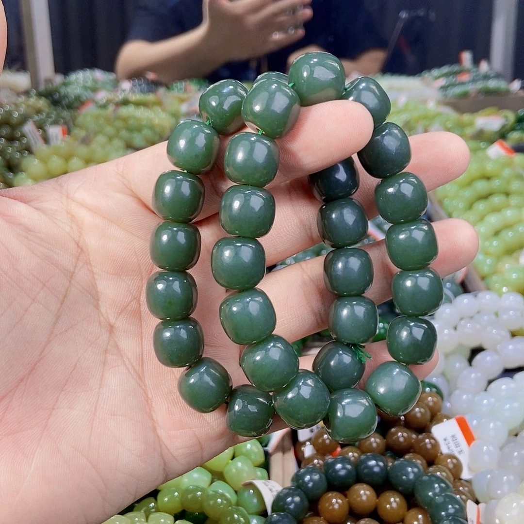 未镶嵌手串和田玉纯天然卡14新疆且末料且末蓝多样性发一