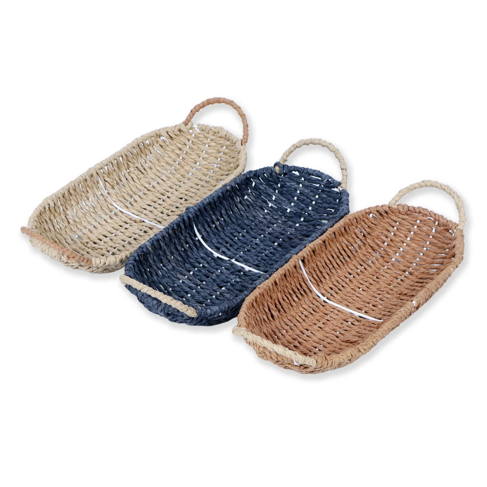 仿藤编零食筐杂物糖果坚果手工果盘日式精致钥匙储物托盘桌面收纳