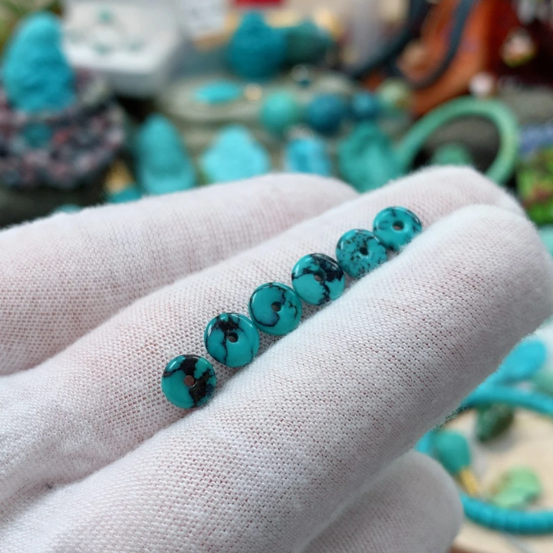 绿松石珠宝奇石未镶嵌6+mm