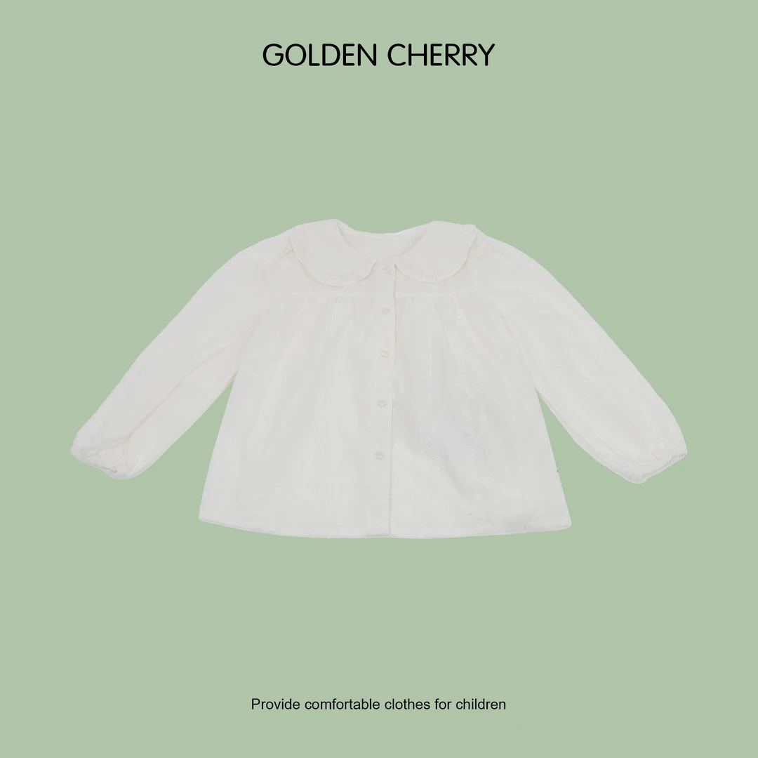 6【Golden cherry】儿童纯色娃娃领暗绣五粒扣休闲娃娃衫JYT1082