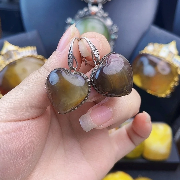 琥珀银S925镶嵌裸石