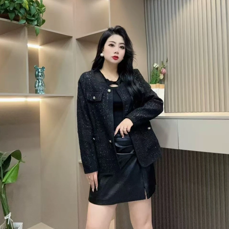 春季外套-鸿 282 时尚潮流小香风洋气显瘦百搭款胖MM大码女装新款