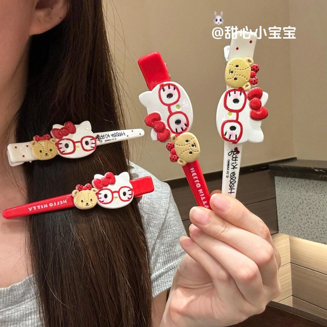 日系可爱kitty猫发卡大号长款鸭嘴夹刘海发夹卡通甜美少女侧边夹