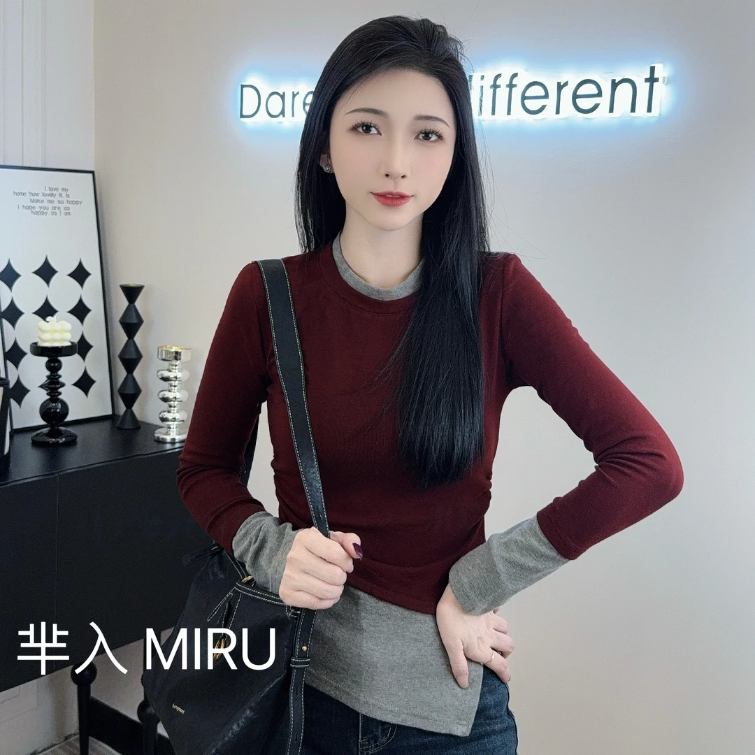 新年秋冬假两件撞色显瘦百搭款长袖R101