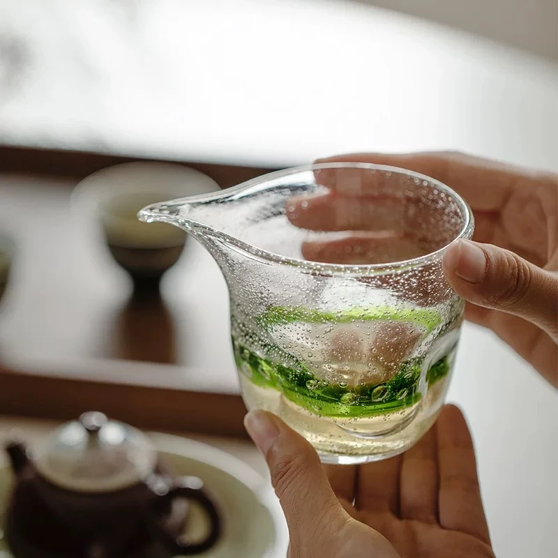 【琉璃与落公道杯】手工吹制气泡分茶器耐高温茶道功夫茶具250ml