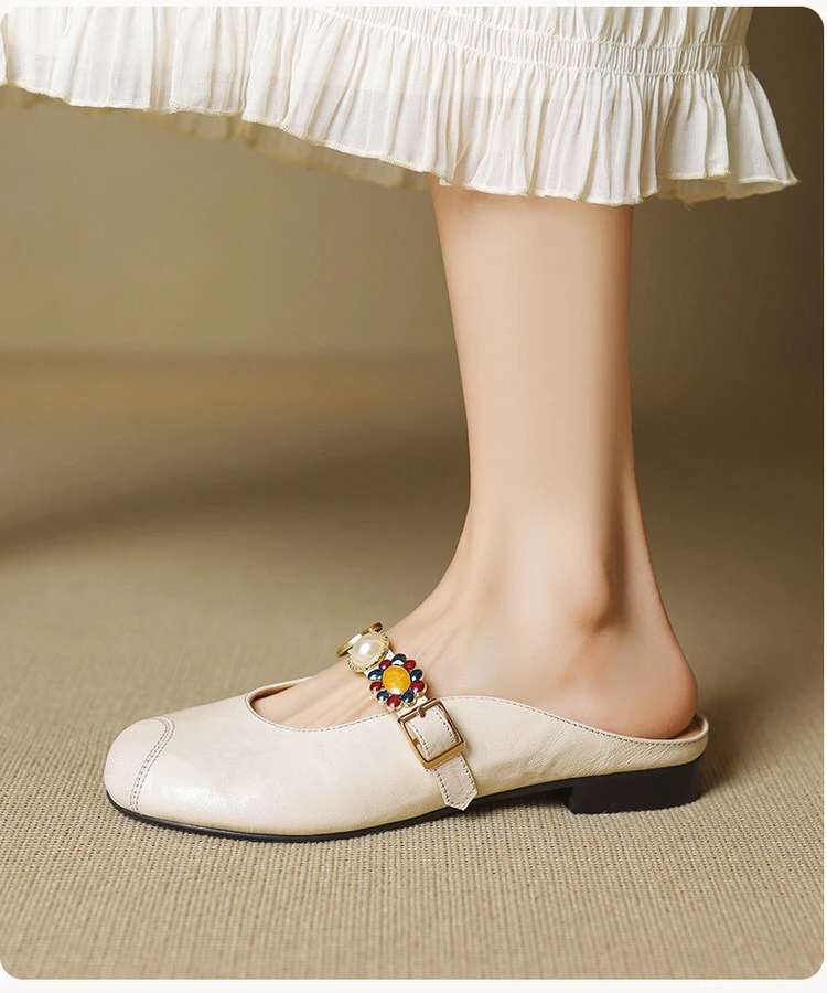 春季浅口单鞋女法式粗跟低跟