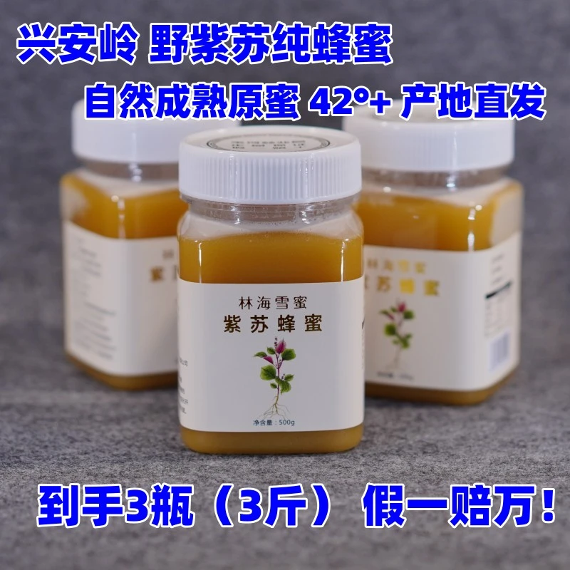 野紫苏蜂蜜 500g 3瓶 苏子苏麻紫禾草蜜兴安岭鄂伦春野生蜂蜜
