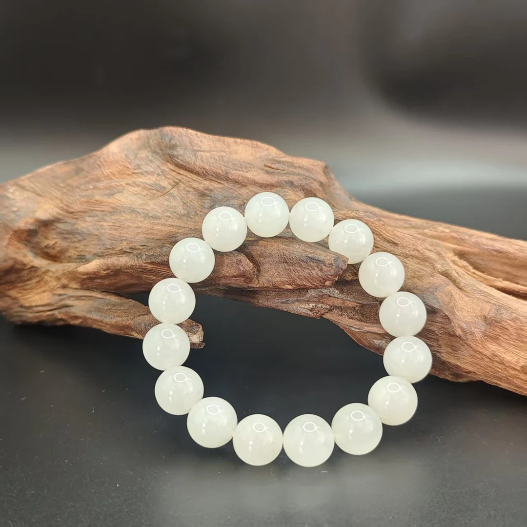 Z和田玉冰羊脂圆珠手串（卡12）2097