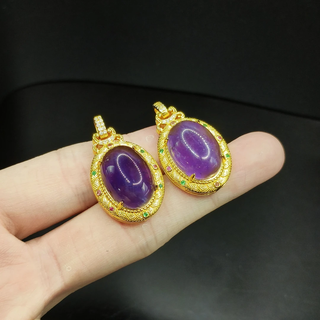 [东北哥精选]紫水晶蛋面吊坠赠链Y20【多样性发其一】约18-13-8mm